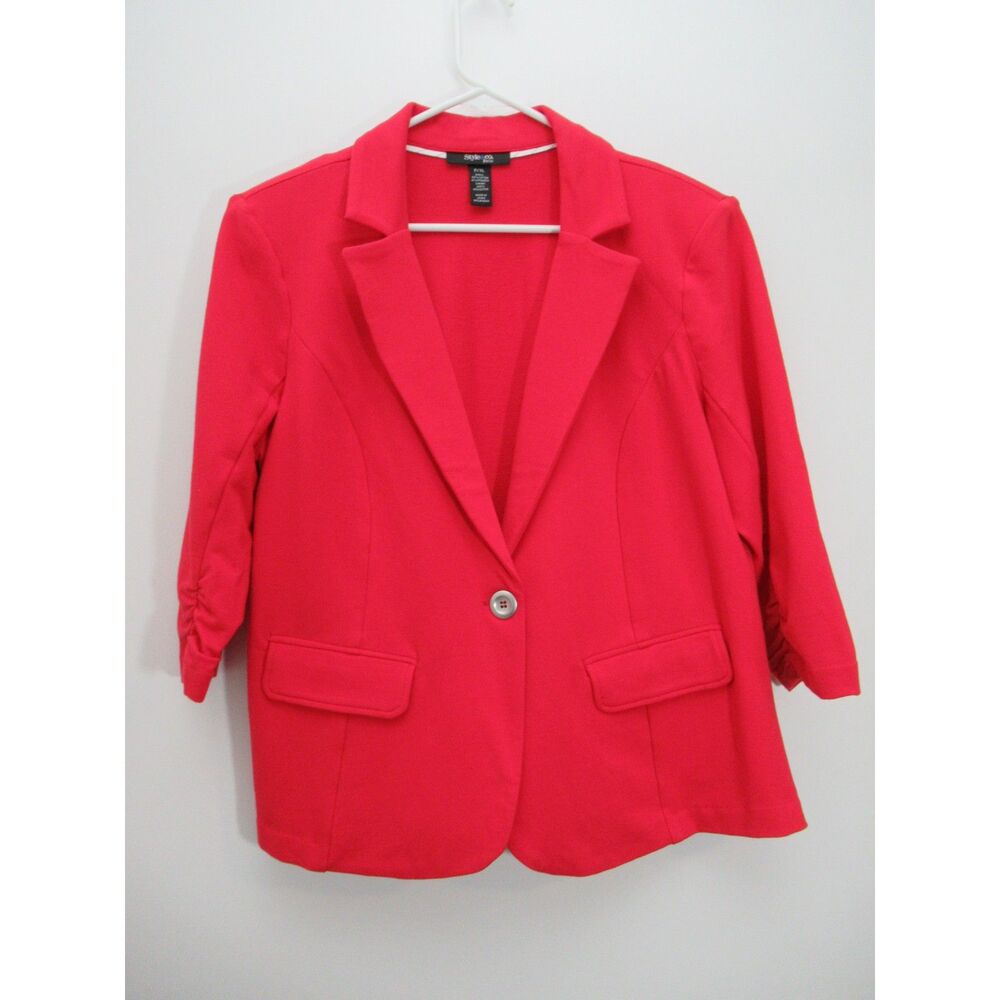Style & Co Petite Red Single-Button Blazer w/Shoulder Pads Size XLP